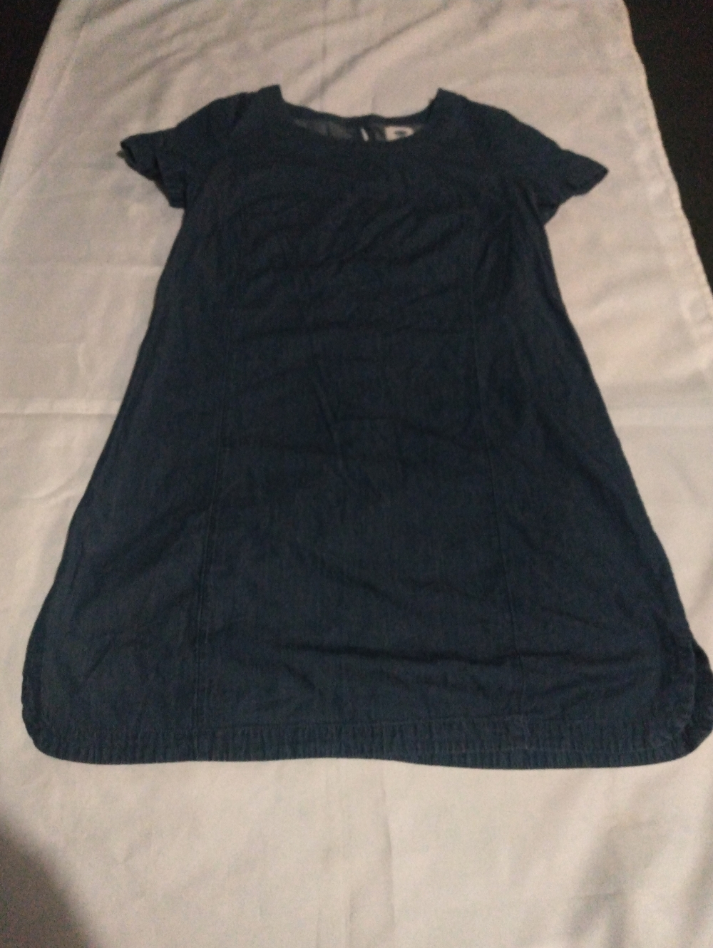 Old Navy Navy Short-Sleeve Denim Tunic Dress